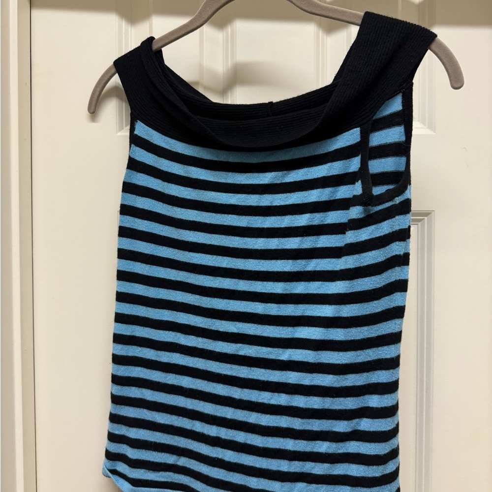 Rampage Black and Blue Striped Blouse